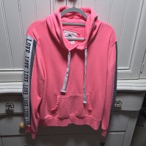 Reflex Pink Hoodie Sweater with Contrast Sleeves
